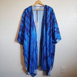 Chloe Oliver Woven Kimono Swimsuit Cover Up Cerulean Blue Small Beach Summer NEW